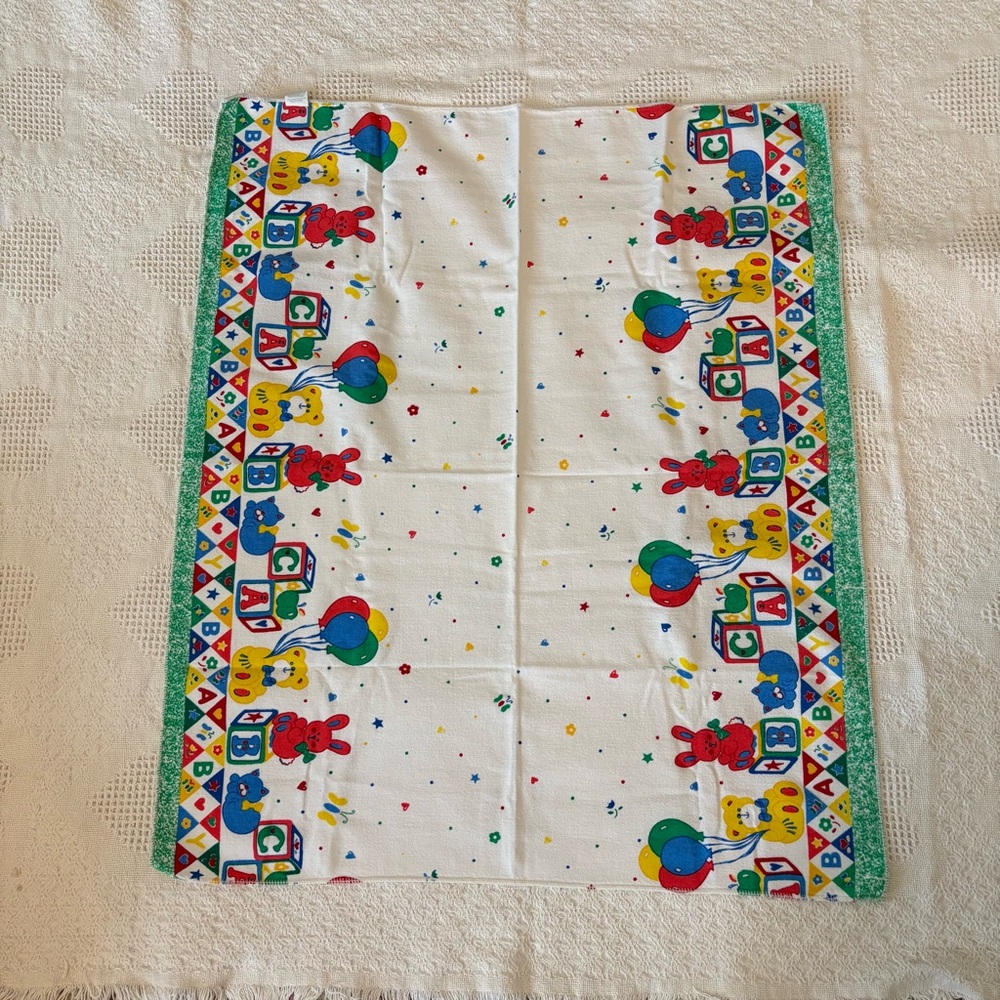 Colorful Children's Blanket with Animal Print Riegel Brand White with colorful